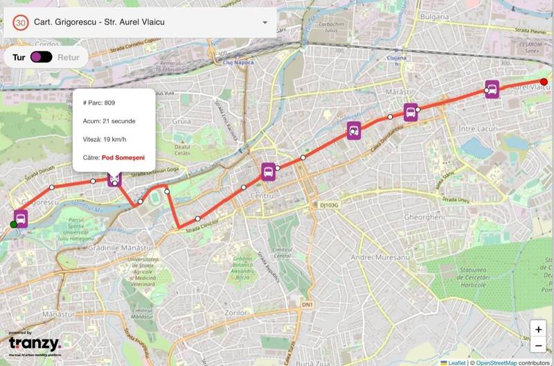 Cluj-Napoca pune transportul public pe o hartă live, cu pozițiile actualizate la 20 de secunde