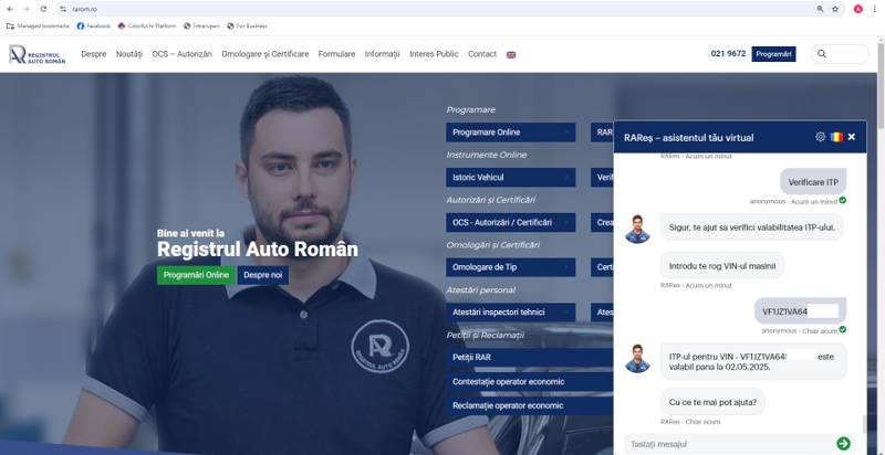 Registrul Auto Român lansează RAReş, un chatbot pentru ITP și programări