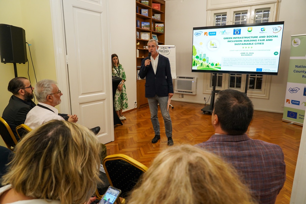 Deschiderea workshopului Fair Cities, găzduit de UNCJR la București.